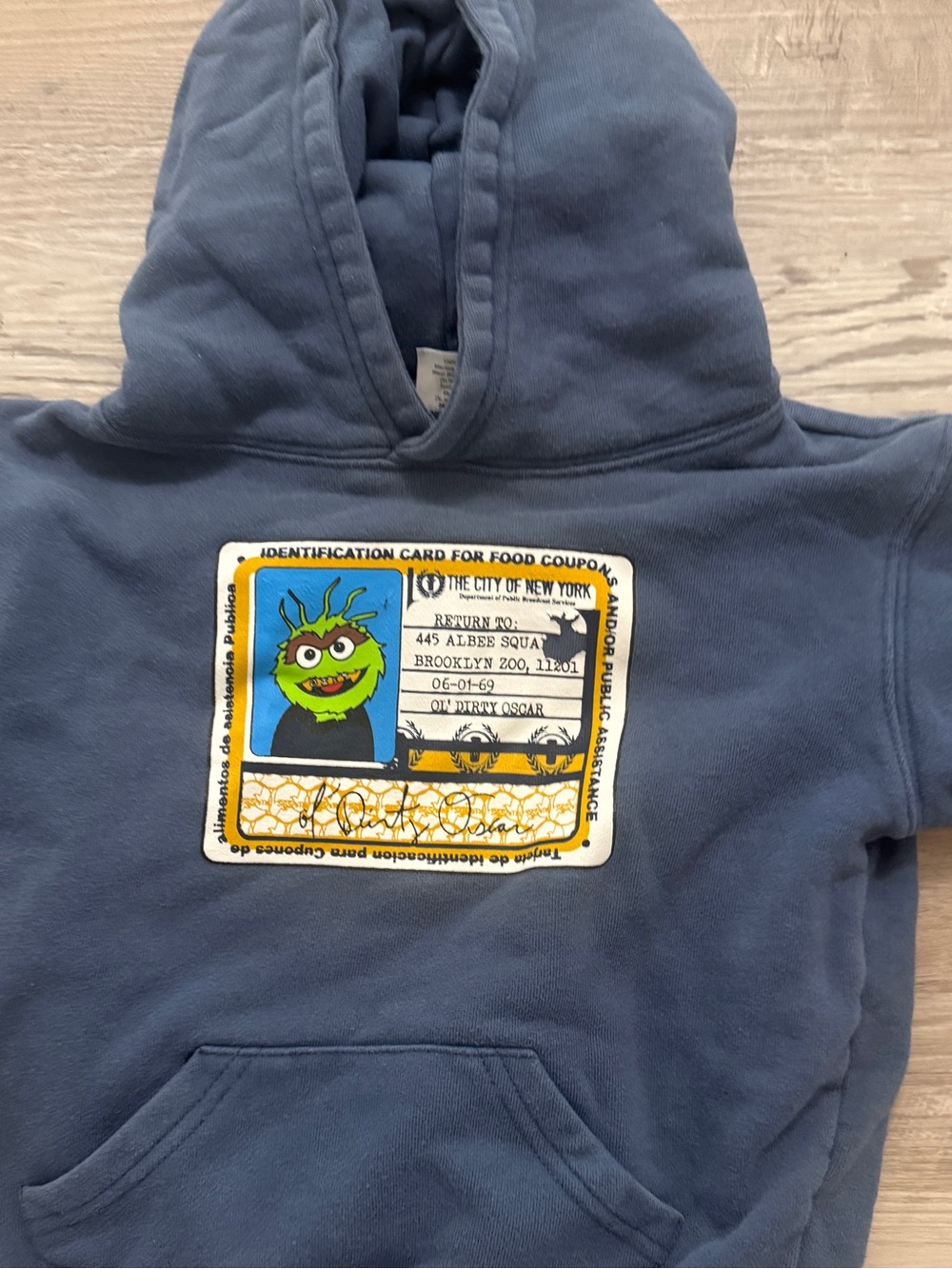 Little Giants Kids Blue Hoodie with Oscar Cartoon ID Patch